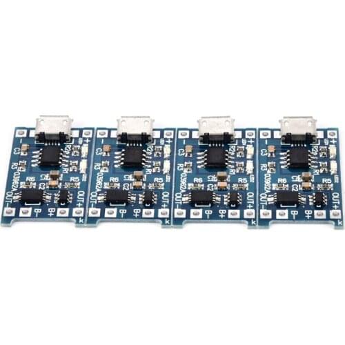 4Pcs/lot 5V Micro USB 1A 18650 Lithium Battery Charging Board Charger Module+Protection Dual Functions