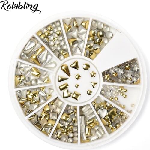 490PCS Gold Silver 3D Rhinestone Nail Art Decoration Flatback Strass Stone Rhinestone for DIY Nail Tips Nail Art Decoration