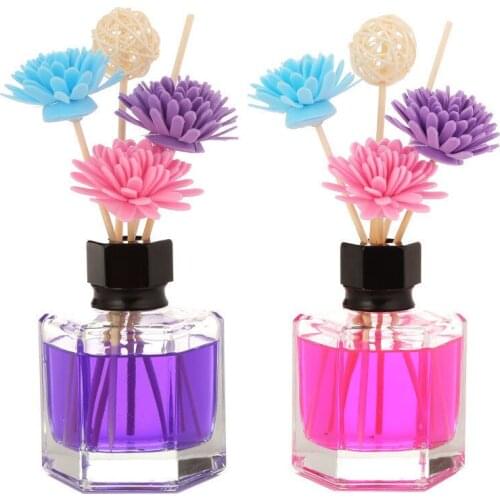 50ml Six-sided Color Flower Fire-free Aromatherapy Essential Oil Rattan Incense Bedroom Perfume Deodorant Aromatherapy Bottle