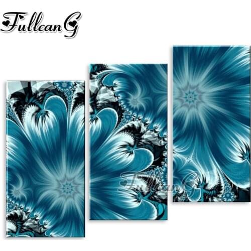 FULLCANG diy large triptych 5d diamond painting Fantasy crystal flower mosaic embroidery sale full square round drill FC3164