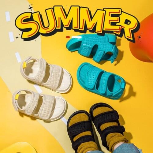 New Arrival Childrens Shoes for 2021 Summer Mesh Breathable Hook and Loop Fasterens Boys and Girls Sandals Non-Skid Kids Shoes