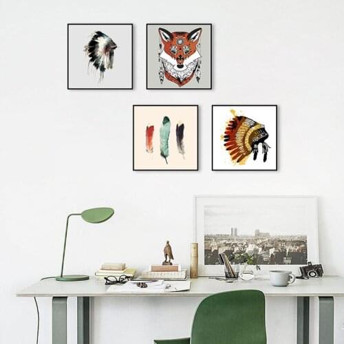 Exotic Sentiment Stories Ethnic Stamping Elephants Feathers Birds European Livingroom Background Canvas Art Poster Painting