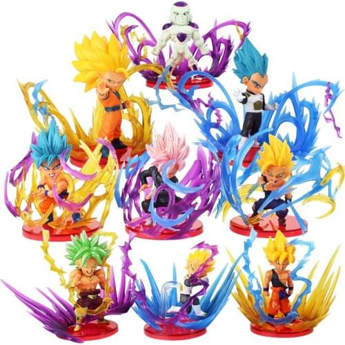 7-9cm 9pcs/Lot Anime Dragon Ball Super Saiya Goku Jiren Vegeta Broli PVC Action Figure Model Toys Doll Desktop Ornaments Gifts