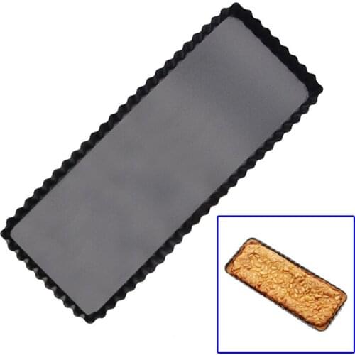 Cake Pans Rectangle Fluted Pie Tart Pan Mold 14 Inch Bakeware Dishes Baking Non-Stick Quiche Tool With Removable Bottom