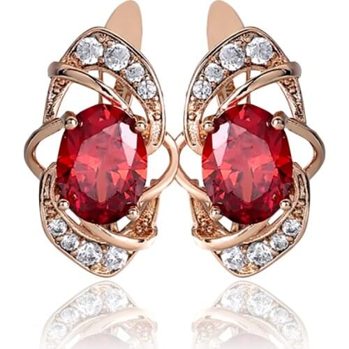 Hanreshe Stud Earrings Wedding Party Blue Red Fashion Jewelry Crystal Push Back Simple Stud Earrings Natural Zircon Women Gift