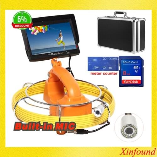 Sewer Pipe Inspection Video Camera IP68 Drain Pipe Sewer Inspection Camera System 7 inch 1200 TVL Camera 23mm DVR With Counter