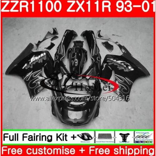 Kit For KAWASAKI NINJA ZX11 ZX-11R ZZR1100 93-01 Grey flames 11SH22 ZX11R 93 98 99 00 01 ZX 11R 1993 1998 1999 2000 2001 Fairing