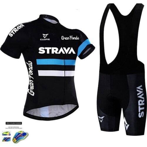 2020 STRAVA Pro Team summer cycling Jersey set Bicycle Clothing Breathable Men Short Sleeve shirt Bike bib shorts 19D Gel pad