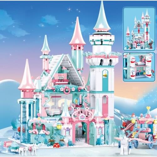 1314PCS Princess Series Castle Building Blocks Magical Ice Castle Bricks Compatible Girls Friends Educational Toys For Children