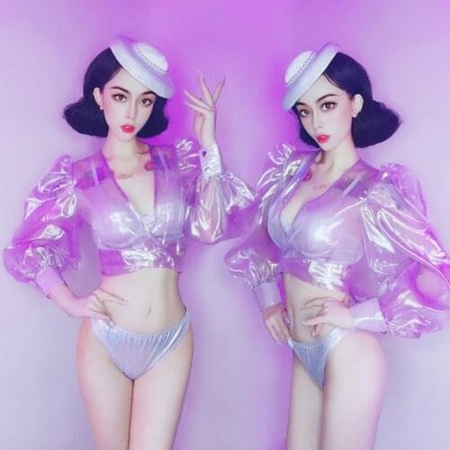 Bar DS DJ Sexy Costume Pole Dance Clothing Bikini Suit Hat Rave Top Nightclub GOGO Dancer Clothes Jazz Stage Outfit Women BL4436