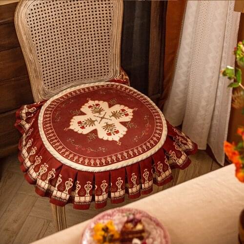 Red Chair Cover Cushion American Wedding Christmas Vintage Dining Chair Cushion Breathable Home Removable Washable Chair Cover