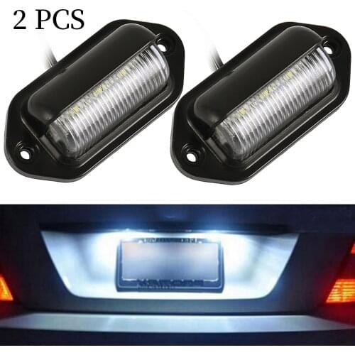 2Pcs DC 12V Car Rear Trunk Switch Assembly License Plate Lamp Warm White Light Reverse Rear License Plate Lamp