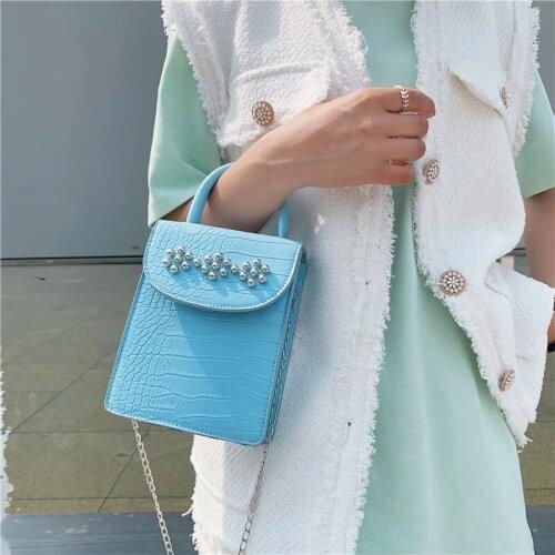 Summer New Womens Bag Fashion Design Flowers Beaded Chain Crossbody Bags Ladies Mini Handbags High Quality Female Bag