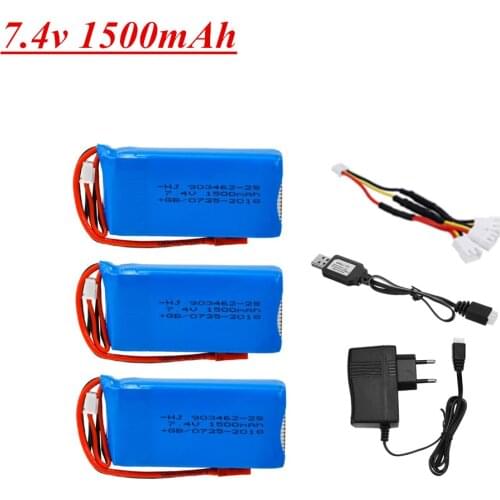 7.4V 1500mah Lipo battery for WLtoys V913 L959 L969 L979 L202 L212 A959 12428 HJ816 HJ817 RC Car Parts 903462 battery +Charger