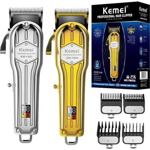 Original LCD display rechargeable adjustable hair clipper metal housing hair trimmer electric beard fading blending haircut