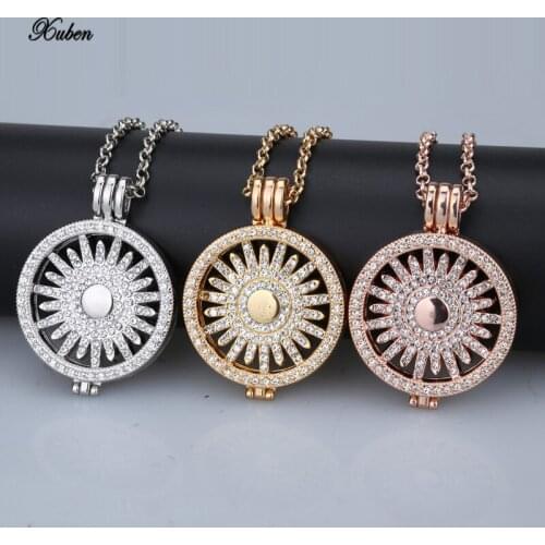 New 33mm my coins pendant necklace set disc fit 35mm coin holder frame rhinestone crystal with 80cm chain fashion women christma