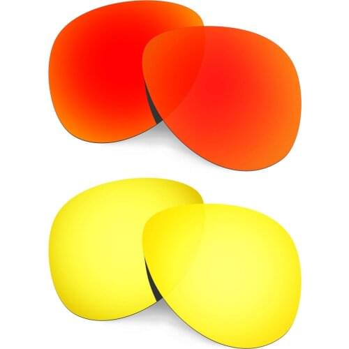 HKUCO For Plaintiff Sunglasses Polarized Replacement Lenses - Red&Gold 2 Pairs