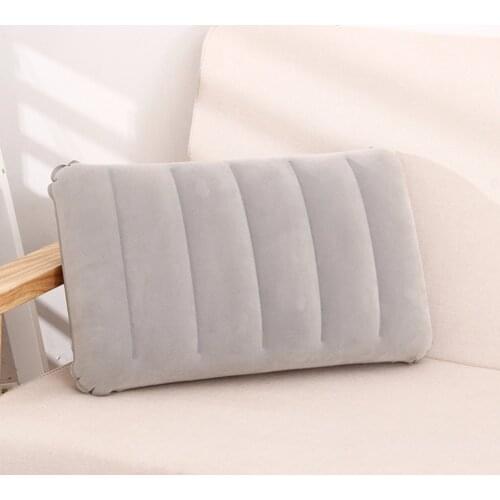 Portable Pillow Travel Air Cushion Inflatable Double Sided Flocking Cushion Camp Beach Car Plane Head Rest Bed Sleep