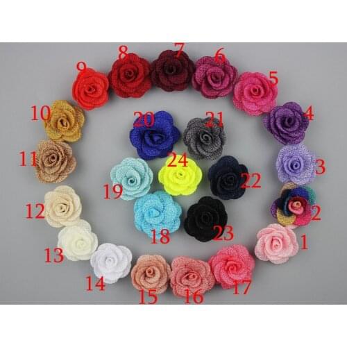 MengNa 1" Mini Burlap Flowers,Rolled Rosette Flower, Rosettes, DIY, Hair Accessories Girls Headbands 100pc/lot