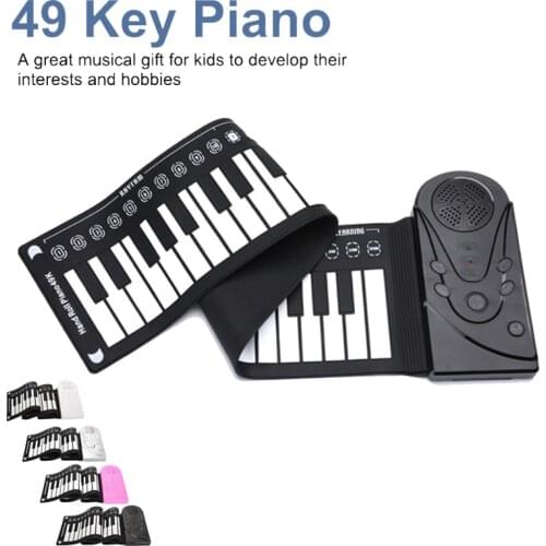 49 Keys Professional Folding Flexible Piano USB MIDI Output Silicone Flexible Keyboard Electronic Pianos Beginner Instrument