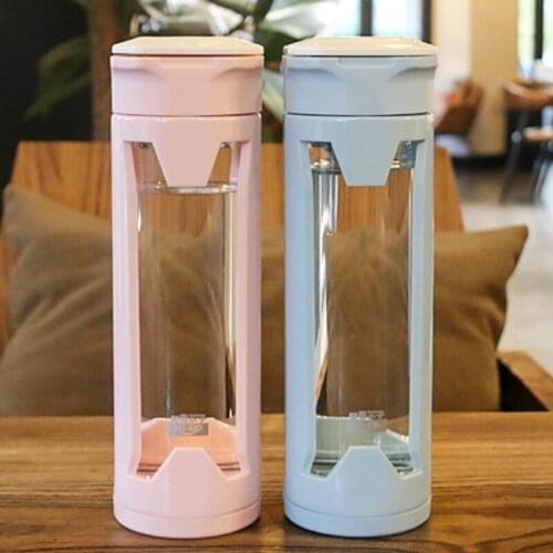 Clear Running Lid Water Bottle Glass Hiking Korean Outdoor Portable Creative Simple Bouteille En Verre Student Flask EA60SH