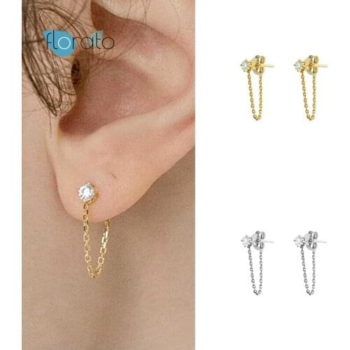 925 Sterling Silver Tassel Stud Earrings CZ Crystal Prevent Allergy Earrings for Women Simple Exquisite Fashion Jewelry