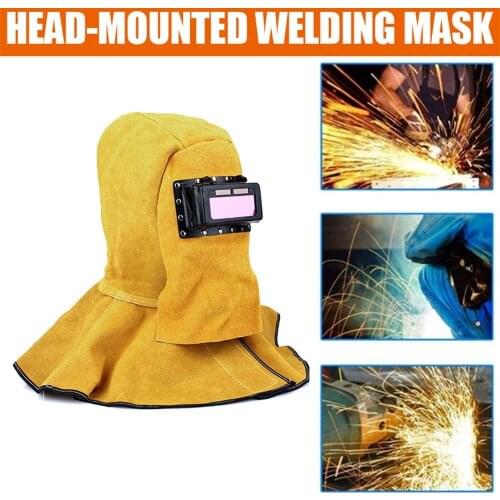 Welding Mask Cowhide Anti-Spatter Welding Helmet Welder Eyes Protective Safety Professional -15°-65° Arc Tig Mig Máscara