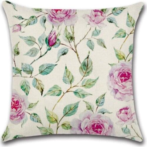 BEI fresh SPRING Colourful plants flower pillowcases Printed cotton linen Cushion Cover home Decor Sofa 45*45 cm set Pillow Case