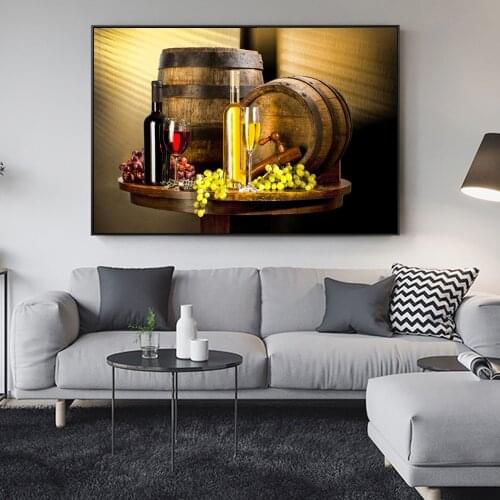 Grape Wine Canvas Art Paintings On The Wall Various Wine With Grape Wall Art Canvas Prints Decorative Pictures For Kitchen Room