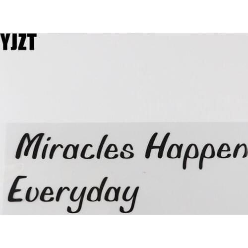 YJZT 18.9CM×6.3CM Personality Decal Miracles Happen Everyday And Humorous Words Letters Vinyl Car Stickers Black/Silver 13D-0510