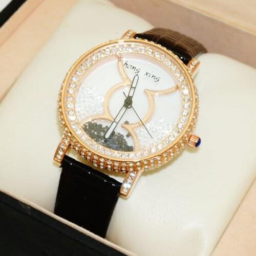 Shsby New Fashion Ladies Real Leather colorized Crystal Diamond Rhinestone Watches Women Dress Quartz Wristwatch girls gift