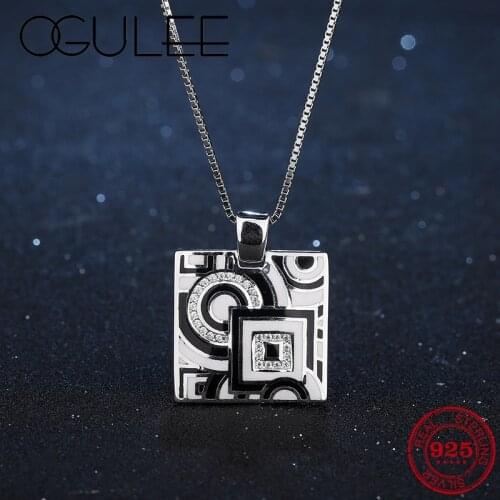 Labyrinth of dreams Square Shape zircon Pendants for Women with 100% Real 925 Sterling Silver Necklace Jewelry 2020 New