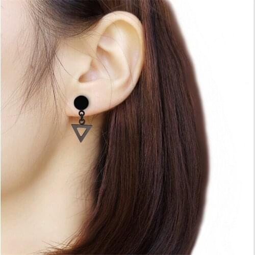 New arrival gold black color irregular triangle stud earrings for women wedding party stud earrings fashion jewelry