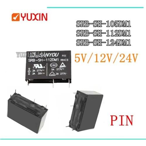 10pcs/lot New Relay SRB-SH-112DM1 SRB-SH-105DM1 SRB-SH-124DM1 5VDC 12VDC 24VDC SRB SH 112DM1 12V 5V 24V 5A 4PIN Power Relay