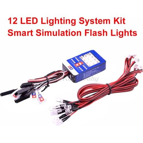12 LED Lighting Kit Steering Brake Smart Simulation Flash Lights for 1/10 Scale Models RC Car Tamiya HSP HPI AXIAL RC4WD Traxxas