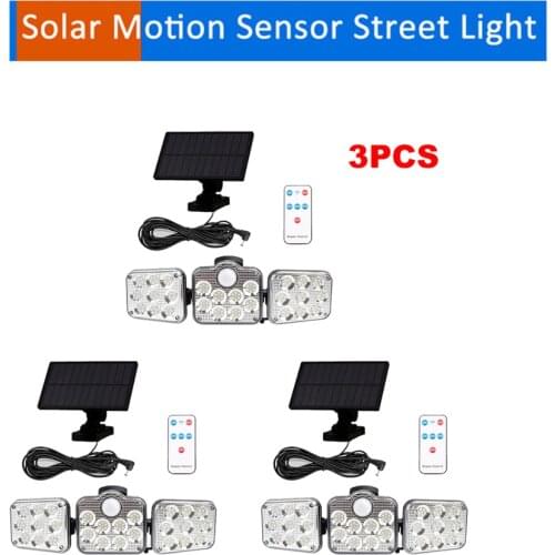 3pcs 138 led seperable remote Solar Light Outdoor Solar Lamp Powered Sunlight PIR Motion Sensor Waterproof Street Lamps Garden D