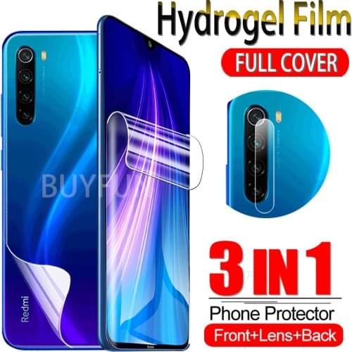 3IN1 Front+Back+Camera Hydrogel Film For Xiaomi Redmi Note 7 8 Pro 7s 8t Screen Protector Redmy Note7 Note8 HD Clear Safety Film