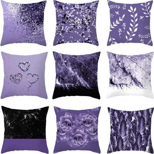 Purple Nordic Cushion Cover Geometric Throw Pillows Covers for Sofa Bed Peach Skin Pillowcases Square Household Goods 45*45cm/pc