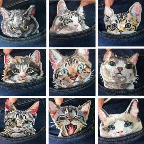 5Pcs Cute Cat Embroidered Patches Applique Iron For Clothes Jean Clothing Accessories Stickers Patchwork Diy Small Animal Patch