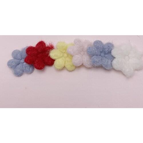 50pcs/Lot 2cm Plush Flower Patches for Clothing Iron on Clothes Appliques Badge Fabric Sticker Apparel Accessories
