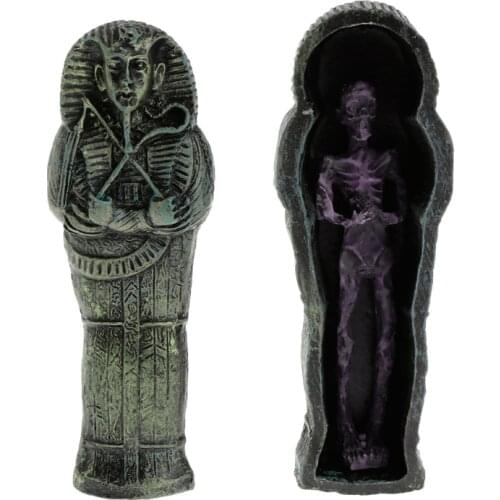 Aquarium Mummy Egypt Fish Tank Landscape Decoration For Reptile Case Hide Play Ornaments Resin Skull Skeleton Exquisite Handmade