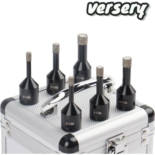 Free Shipping 6PCS/SET 6/6/8/8/10/12mm M14 Thread Dry Vacuum Brazed Diamond Drilling Core Bits Marble Ceramic Tile Hole Saw Kit