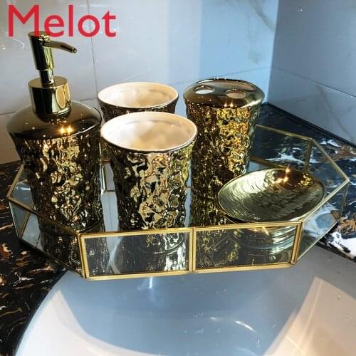 European bathroom five-piece ceramic simple brush mug creative bathroom American bathroom wash set