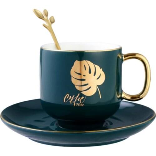 European Creative Coffee Cups and Saucer Ceramic Turkish Tea Cup Esspresso Afternoon Tea Tasse A Cafe En Verre Drinkware QAB50BZ