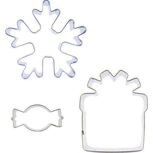 Antlers Snowflakes,Mini Candy, Gift box shaped 3 piece biscuit cutting molds, baking tools, cake decorating soft candy tools