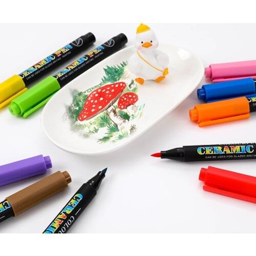 Guangna 6650 soft head 12/24 color DIY creative glass porcelain graffiti soft pen ceramic painting marker pen set