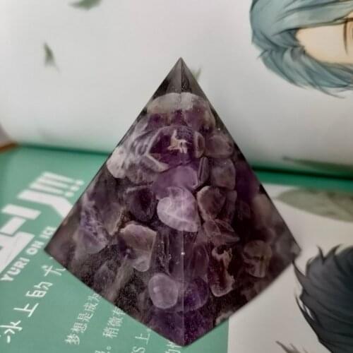 2pcs 5cm Hot Orgone Pyramid Amethyst Healing Crystal Energy Orgonite Pyramide Protection Meditation Tool