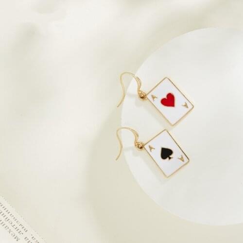 Women Funny Playing Card Drop Earrings Interesting Personlized Ear Hook Teenages Christmas Gifts Jewelry Eardrop Fashion Earring
