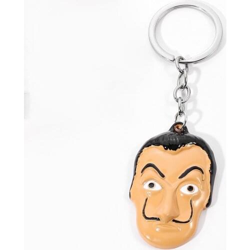 La Casa De Papel Mask Keychains Money Heist The House of Paper Salvador Dali Mask Keyring for Women Men Car Key Holder Jewelry