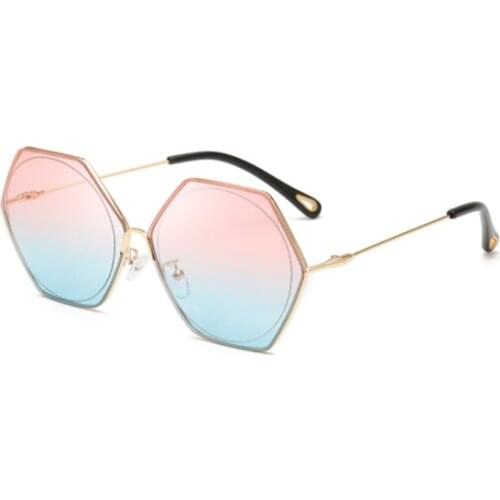 Hot selling summer sunglasses large frame sunglasses for ladies with UV400 sunglasses Polygonal ocean sunglasses